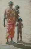 Mary Edwards, Family Study, possibly Ceylon, Pastel
