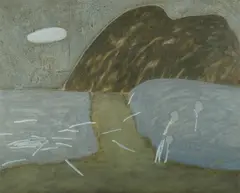 Helene Grove, Logs in Landscape, 2008, Acrylic on Board
