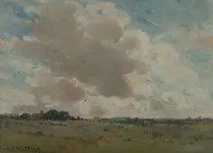 John S Watkins, Landscape with Looming Sky, Oil on Canvas