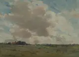 John S Watkins, Landscape with Looming Sky, Oil on Canvas