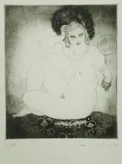 The Mirror by Norman Lindsay, Facsimile Etching 327/550, sold May 2020
