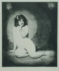 Pensive by Norman Lindsay, Facsimile Etching 43/550, sold May 2020