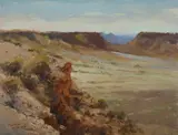 The Breakaways, Coober Pedy II by Allan Waite, Oil on Canvas on Board, sold May 2020