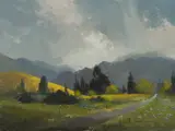 Rainy Day in the Wairahaupi Valley, Blenheim District, NZ by Allan Waite, Oil on Canvas Board, sold May 2020