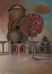 Roger Byrt, Flower Tower, Oil on Canvas