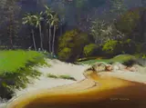 Lord Howe Holiday (Old Settlement Area) by Allan Waite, Oil on Canvas Board, sold May 2020