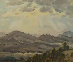 Hill Country Towards Alexandra by Max Middleton, Oil on Canvas on Board, sold May 2020