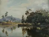 Alfred Coffey, Bend of the River, Oil on Canvas on Board