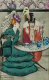 Ruby Winckler, Two for Tea, Ink, W/Clr & Gouache