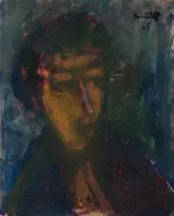 Portrait Study by Michael Kmit, 1965, Oil on Card, sold May 2020