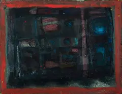 Abstract (Red Border), 1962/3 by Michael Kmit, Oil on Card, sold May 2020