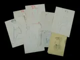 Michael Kmit, (9) Various Pencil Drawings. Incl. Women in an Interior, signed & dated '55. Also, other unsigned figure studies. Pencil (9) 38x27.5cm (7), 26x20cm, & 56x43.5cm