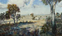 Neale Joseph, Landscape near Goulburn or Yass, NSW, c, 1988/89, Oil on Board
