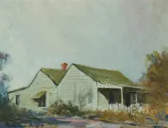 Wykeham Perry, Green Weatherboard - Dingley, 1976, Oil on Canvas Board