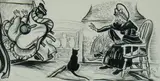 Pixie O'Harris, Kitchen Dispute, Pen & Ink