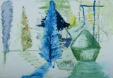 Henry Mulholland, Blue Tree and Green Haystack, 1993, Oil on Linen