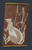 Dick Ngulei-Ngueli Murrumurru, A Mimi Spearing a Rock Wallaby (Nabarlek), Original Oenpelli paper label verso cat CMS C941