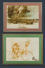 Claude Weisbuch, (2) 'l'Enlevement,' 1975, lithograph 8/50 (53x74.5cm); & 'Le Ciel de Lorraine, Sion,' 1976, lithograph 92/180 (54x74.5cm). Both with certificate of authenticity