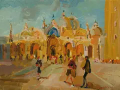 St Mark's, Venice by Guido Zuliani, Oil on Canvas, sold May 2020