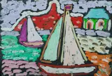 Two Yachts Under Sail by Malcolm de Chazal, Gouache, sold May 2020