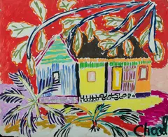 Malcolm de Chazal, Tropical Hut, Gouache