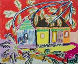 Tropical Hut by Malcolm de Chazal, Gouache, sold May 2020