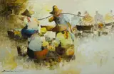 Market Day by Alfredo Buenaventura, Oil on Canvas, offered May 2020