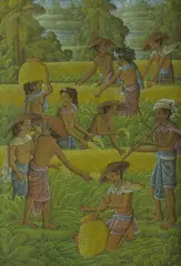 Nyoman Berata, Rice Harvest,' Ubud, Bali, 1985, Tempera on Canvas