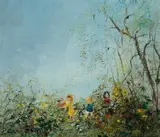 David Boyd, Picking Wildflowers, 1976, Oil on Canvas