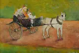 Sali Herman, Sunday Ride at Wagga, 1946, Oil on Panel