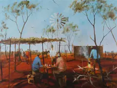 Hugh Sawrey, The Camp at the Seven Mile, Oil on Canvas