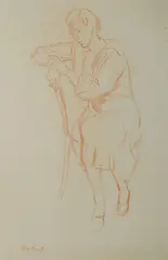 Thea Proctor, Woman Resting on Chair, Conte
