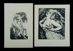 (2) by Norman Lindsay, Woodcut (2) 205/210, sold Mar 2020