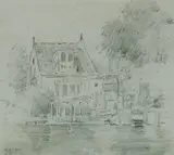 Walter Withers, Twickenham Ferry [Burnley, on the Yarra, Melbourne]' c, 1905, Pencil
