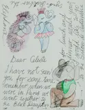 Charles Blackman, Letter from Babar, from Babar and Celeste suite, 1993, Ink & Mixed Media on Paper