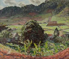 Farming Landscape by John Rowell, Oil on Canvas, sold Mar 2020