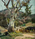 Cattle Crossing the River by Harold Septimus Power, Oil on Canvas on Board, offered Mar 2020