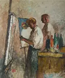 George Lawrence, Roland Wakelin and John Santry in the Studio