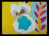 Malcolm de Chazal, Tropical Flower, White & Blue with Yellow Ground, Gouache
