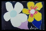 Malcolm de Chazal, Two Tropical Flowers, White & Yellow, Gouache