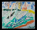 Malcolm de Chazal, Two Yachts in a Tropical Harbour - Floral Still Life Verso, Gouache