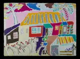 Malcolm de Chazal, Tropical Island Streetscape, Gouache
