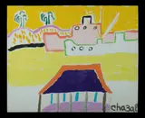 Malcolm de Chazal, Ships in a Tropical Harbour, Gouache