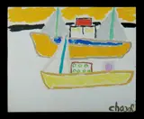 Two Ships in a Harbour by Malcolm de Chazal, Gouache, sold Mar 2020