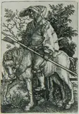 Barthel Beham, Halberdier on Horseback, c, 1525, Copper Engraving
