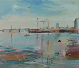 Jamie Boyd, Dockyards, 1986, Oil on Canvas