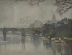 Aileen Dent, Boats on the Yarra, Oil on Canvas on Board