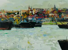 Black Hulls: Glebe by Patrick Carroll, Acrylic on Paper, sold Mar 2020