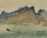Lloyd Rees, Aden, 1953, W/Clr & Carbon Pencil