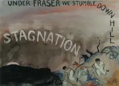 Stagnation, Under Fraser We Stumble Downhill by Lloyd Rees, 1977, Mixed Media on Paper, sold Mar 2020